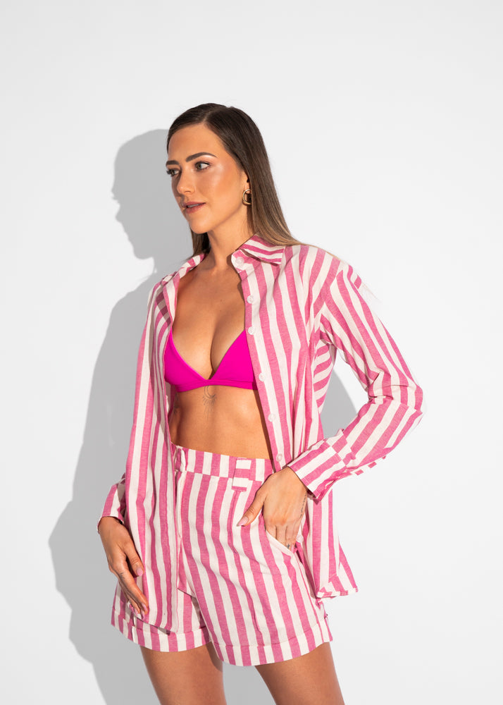 CHEMISE RUTH - LISTRADO ROSA