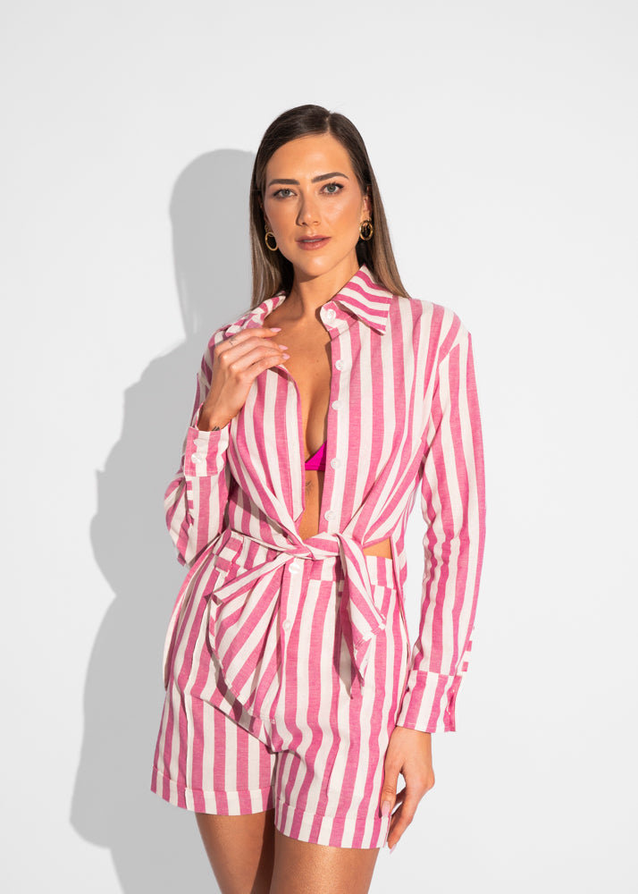 CHEMISE RUTH - LISTRADO ROSA