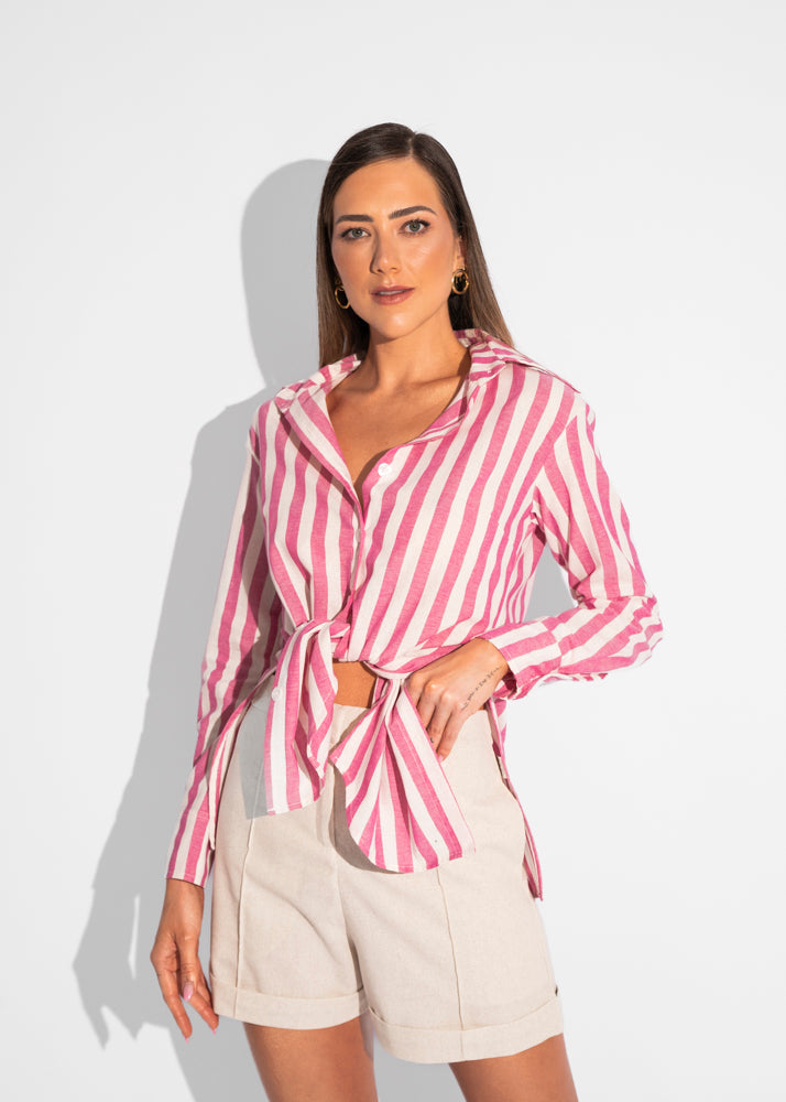 CHEMISE RUTH - LISTRADO ROSA