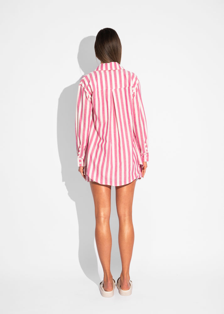 CHEMISE RUTH - LISTRADO ROSA